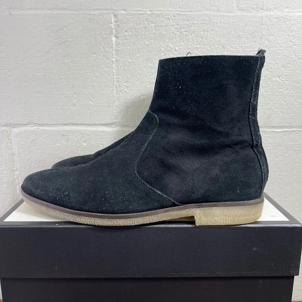 ASOS Black Suede Ankle Boots Back Zipper Crepe Sole Men's‎ Size 10 Made in India